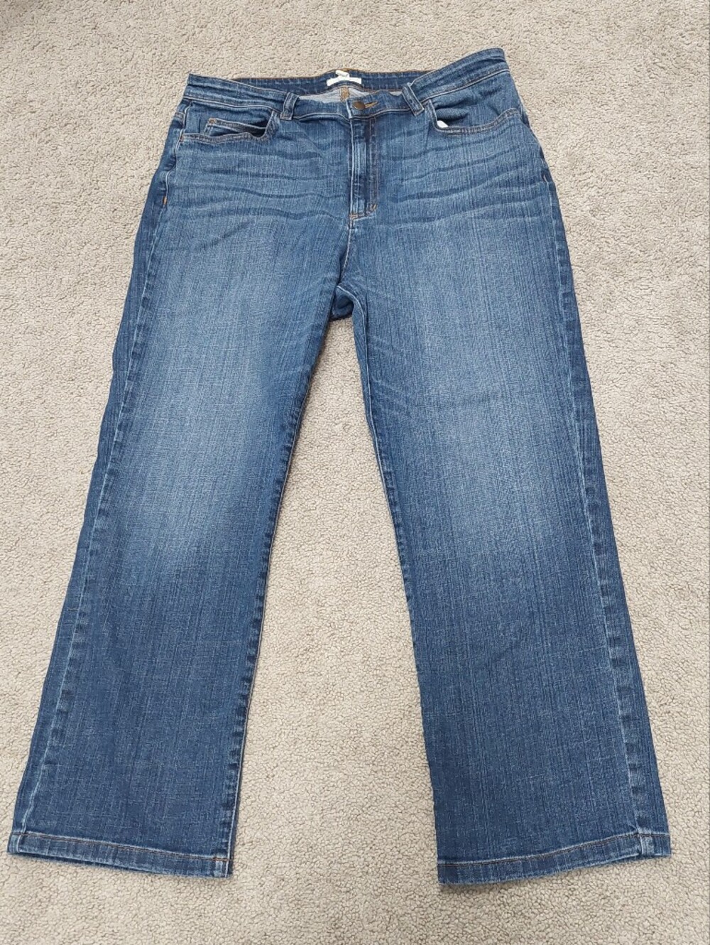 Eileen Fisher High Waisted Jeans Size 14 Cropped Straight Leg Medium Wash